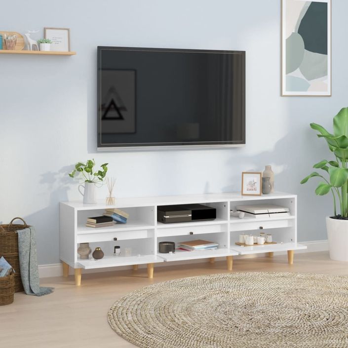 Meuble TV blanc brillant 150x30x44,5 cm bois d'ingénierie - Photo n°3