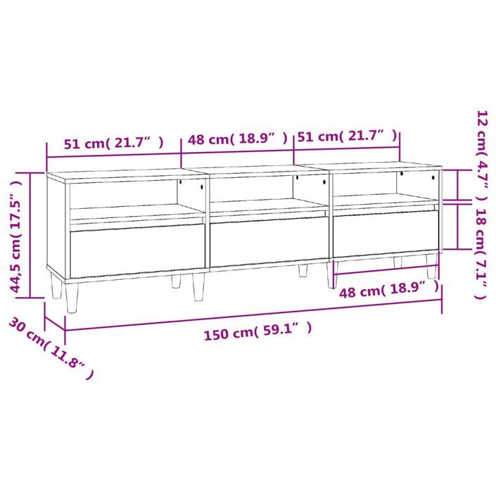 Meuble TV blanc brillant 150x30x44,5 cm bois d'ingénierie - Photo n°10