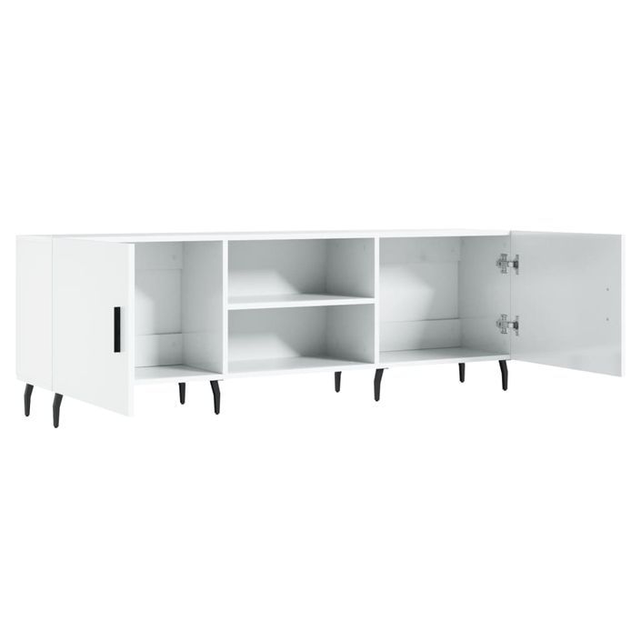 Meuble TV blanc brillant 150x30x50 cm bois d'ingénierie - Photo n°6