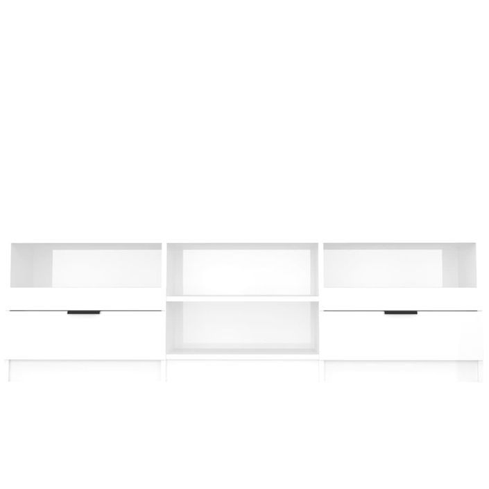 Meuble TV Blanc brillant 150x33,5x45 cm Bois d'ingénierie - Photo n°4