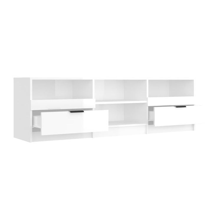 Meuble TV Blanc brillant 150x33,5x45 cm Bois d'ingénierie - Photo n°5