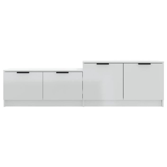 Meuble TV blanc brillant 158,5x36x45 cm bois d'ingénierie - Photo n°5