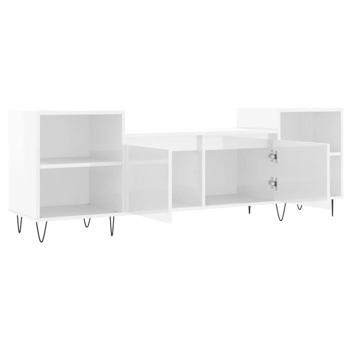 Meuble TV Blanc brillant 160x35x55 cm Bois d'ingénierie - Photo n°6