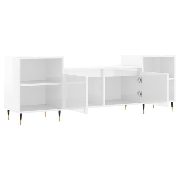 Meuble TV Blanc brillant 160x35x55 cm Bois d'ingénierie - Photo n°6