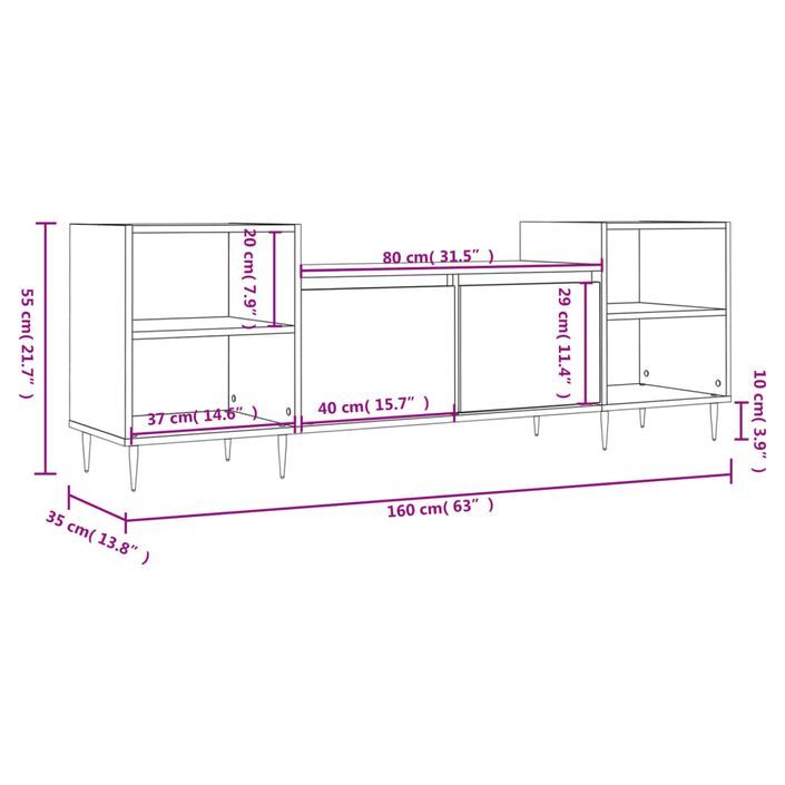 Meuble TV Blanc brillant 160x35x55 cm Bois d'ingénierie - Photo n°11