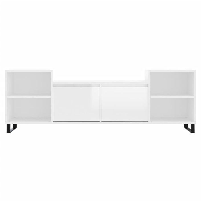 Meuble TV Blanc brillant 160x35x55 cm Bois d'ingénierie - Photo n°5