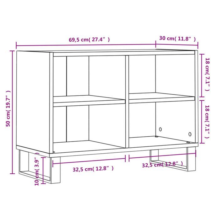 Meuble TV blanc brillant 69,5 x 30 x 50 cm bois d'ingénierie - Photo n°9