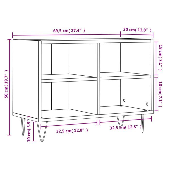 Meuble TV blanc brillant 69,5 x 30 x 50 cm bois d'ingénierie - Photo n°9