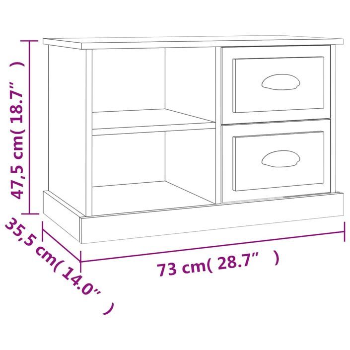 Meuble TV blanc brillant 73x35,5x47,5 cm bois d'ingénierie - Photo n°11