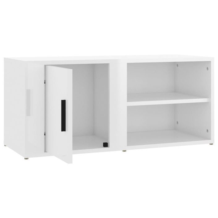 Meuble TV Blanc brillant 80x31,5x36 cm Bois d'ingénierie - Photo n°8