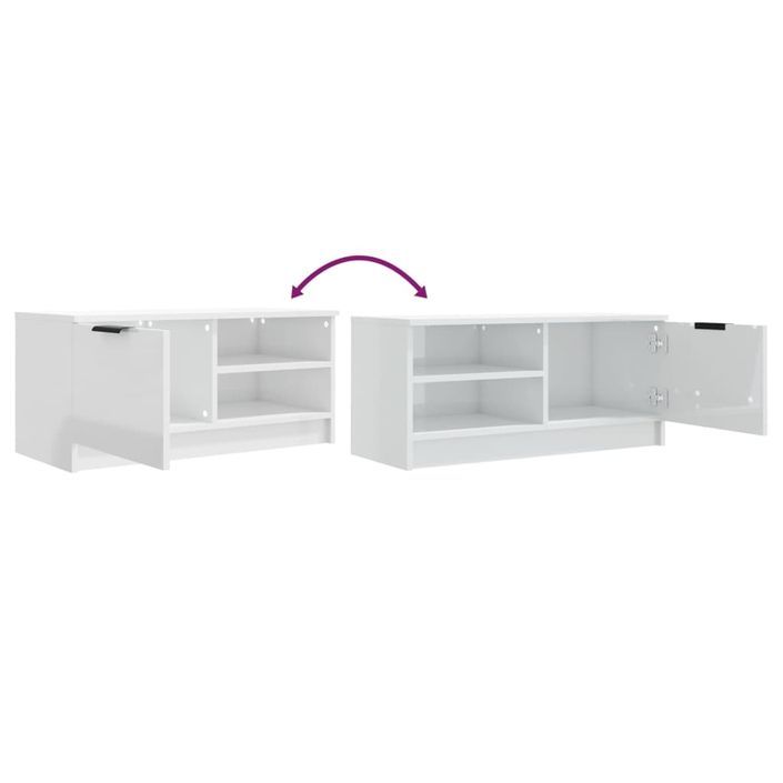 Meuble TV Blanc brillant 80x35x36,5 cm Bois d'ingénierie - Photo n°8