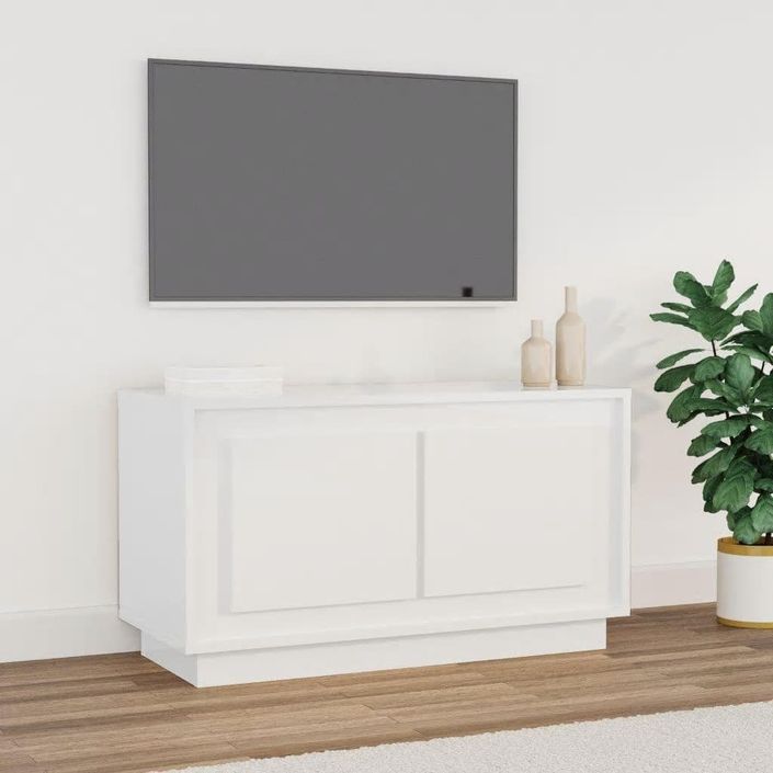 Meuble TV blanc brillant 80x35x45 cm bois d'ingénierie - Photo n°1