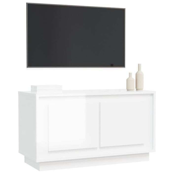 Meuble TV blanc brillant 80x35x45 cm bois d'ingénierie - Photo n°4