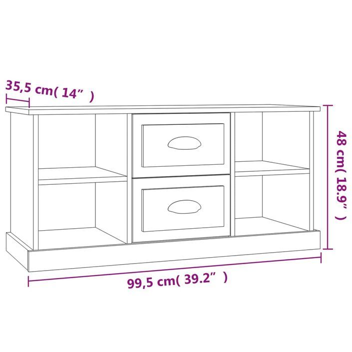 Meuble TV blanc brillant 99,5x35,5x48 cm bois d'ingénierie - Photo n°9