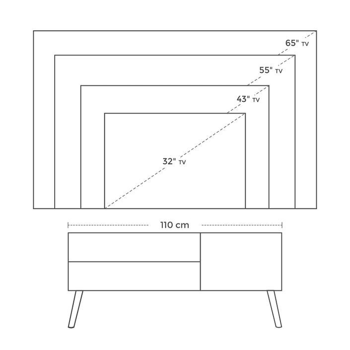 Meuble TV bois blanc 1 porte et 1 étagère Scandinave Maeva 110 cm - Photo n°7