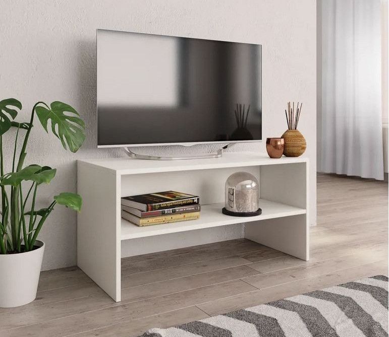 Meuble TV bois blanc Thela 80 cm - Photo n°2