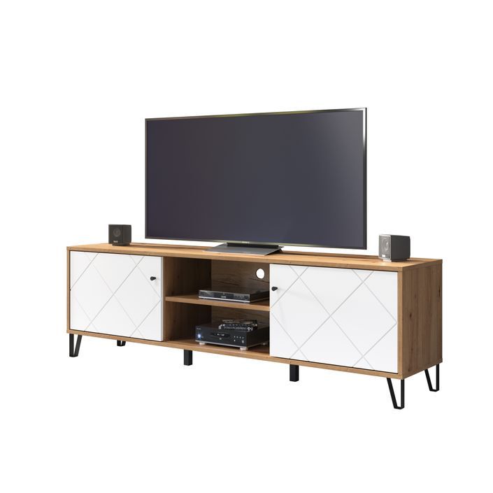 Meuble TV chêne artisan et blanc mat Kido 183 cm - Photo n°5