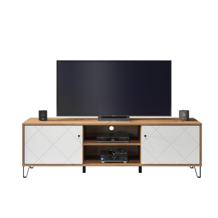 Meuble TV chêne artisan et blanc mat Kido 183 cm - Photo n°7