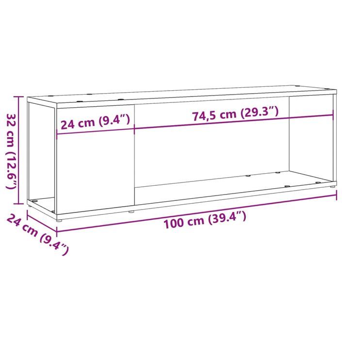 Meuble TV chêne artisanal 100x24x32 cm bois d'ingénierie - Photo n°9