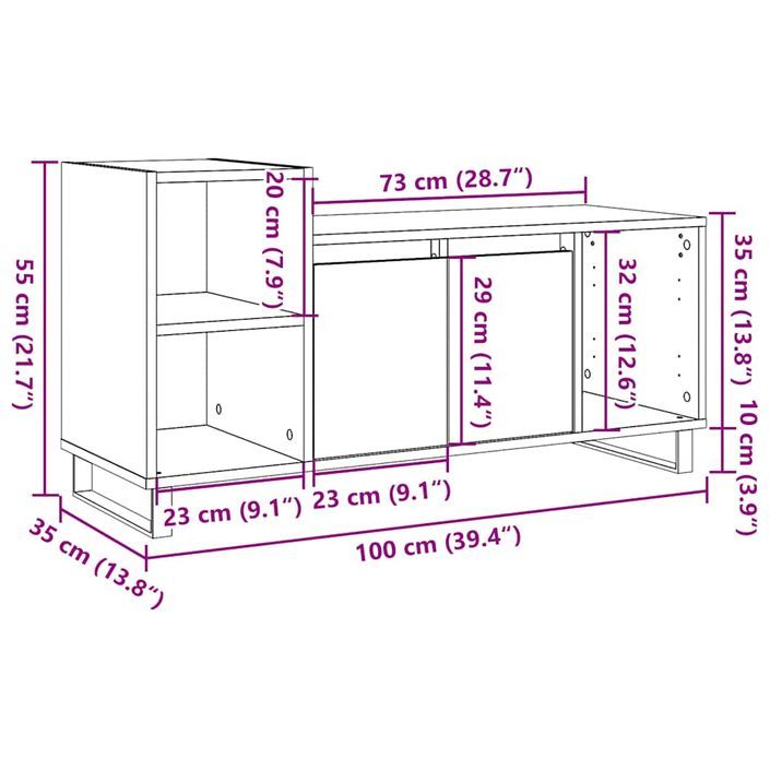 Meuble TV chêne artisanal 100x35x55 cm bois d'ingénierie - Photo n°11