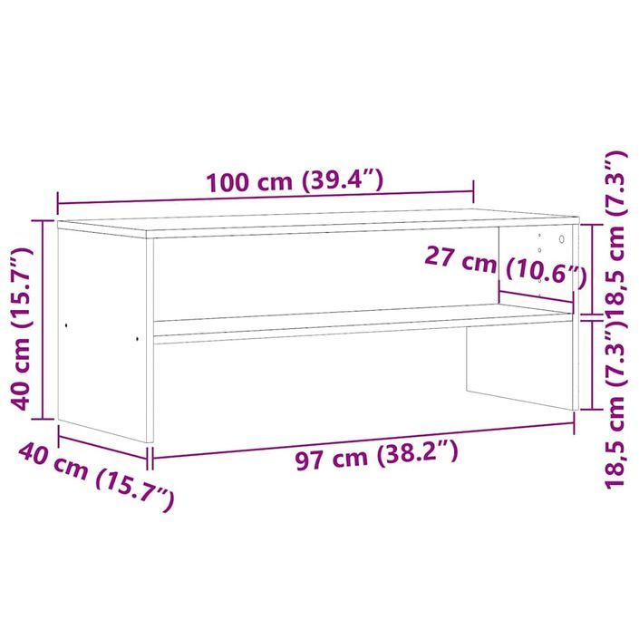 Meuble TV chêne artisanal 100x40x40 cm bois d'ingénierie - Photo n°9