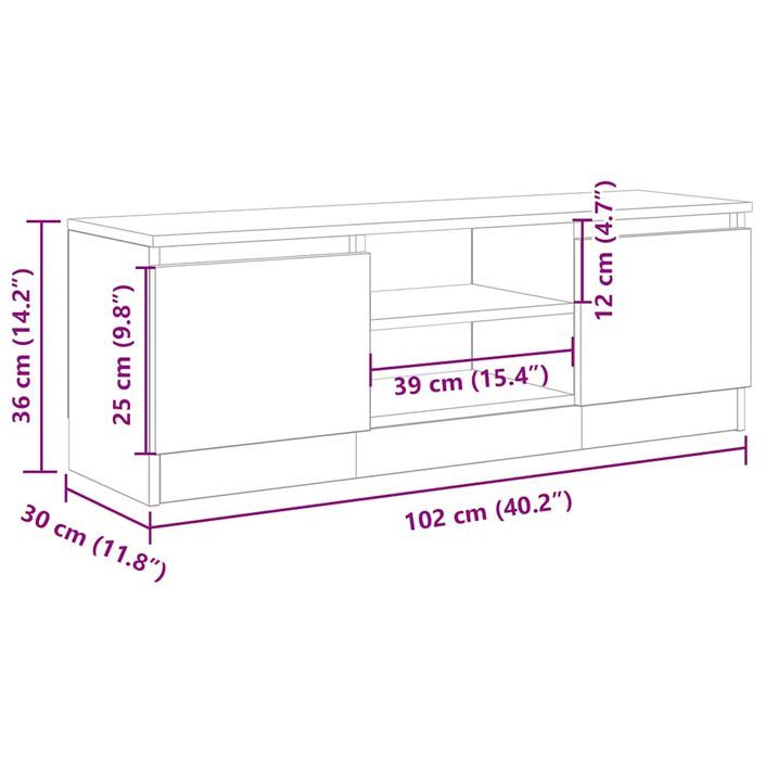 Meuble TV chêne artisanal 102x30x36 cm bois d'ingénierie - Photo n°10