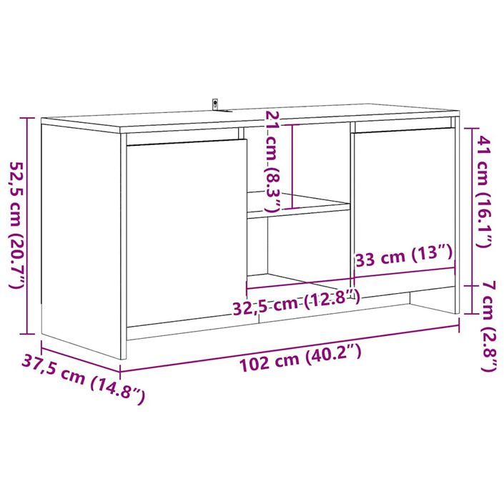 Meuble TV chêne artisanal 102x37,5x52,5 cm bois d'ingénierie - Photo n°10