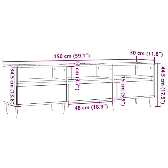 Meuble TV chêne artisanal 150x30x44,5 cm bois d'ingénierie - Photo n°10