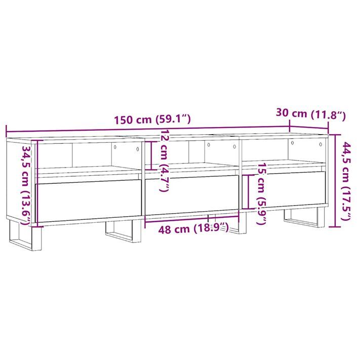 Meuble TV chêne artisanal 150x30x44,5 cm bois d'ingénierie - Photo n°10