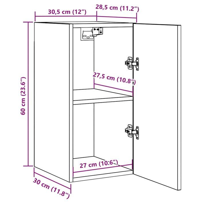 Meuble TV chêne artisanal 30,5x30x60 cm bois d'ingénierie - Photo n°11