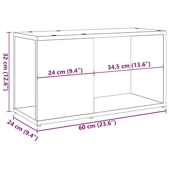 Meuble TV chêne artisanal 60x24x32 cm bois d'ingénierie - Photo n°10