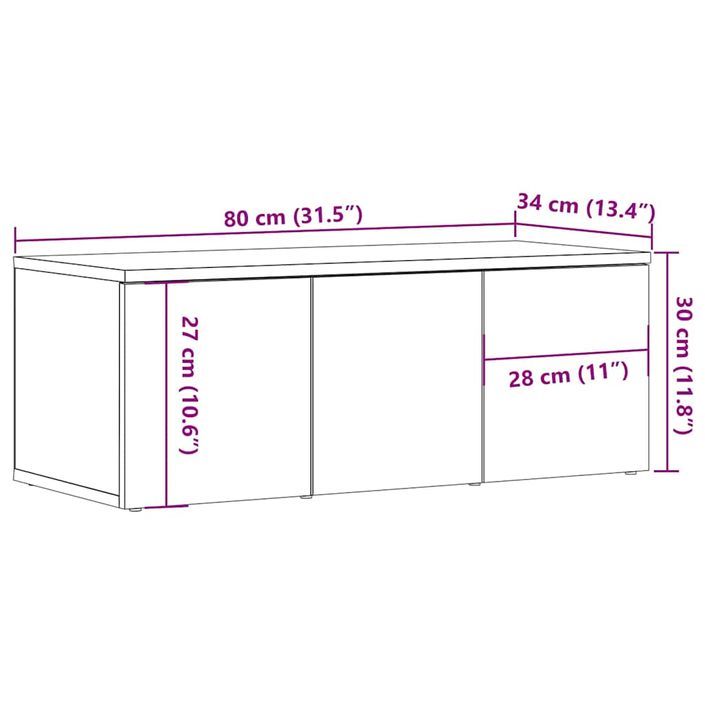 Meuble TV chêne artisanal 80x34x30 cm bois d'ingénierie - Photo n°10