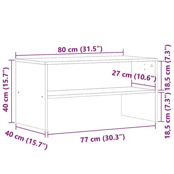 Meuble TV chêne artisanal 80x40x40 cm bois d'ingénierie - Photo n°9