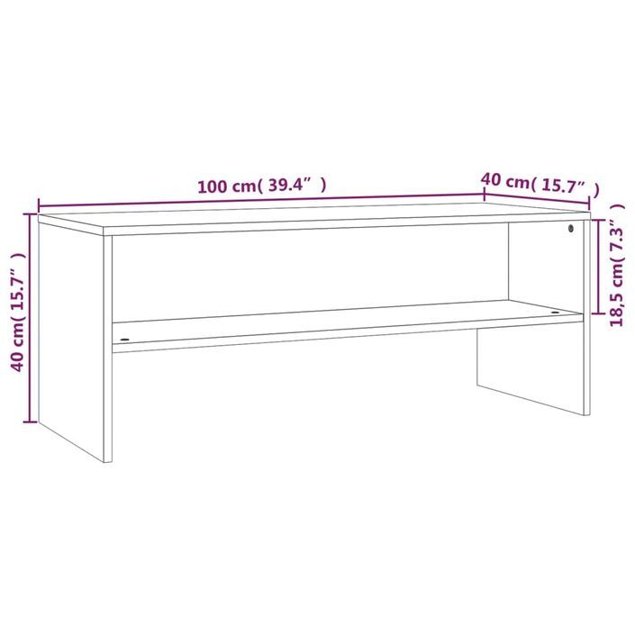 Meuble TV Chêne fumé 100x40x40 cm Bois d'ingénierie - Photo n°7