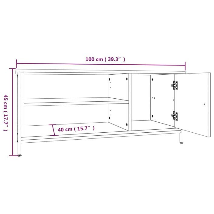 Meuble TV chêne fumé 100x40x45 cm bois d'ingénierie - Photo n°10