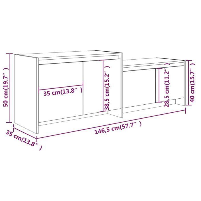 Meuble TV Chêne fumé 146,5x35x50 cm - Photo n°9