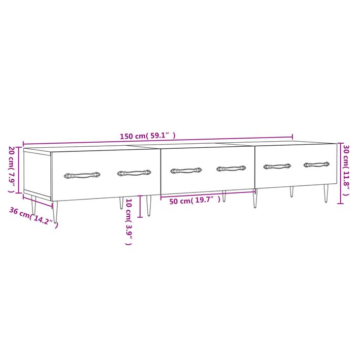 Meuble TV chêne fumé 150x36x30 cm bois d'ingénierie - Photo n°12