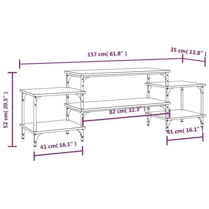 Meuble TV Chêne fumé 157x35x52 cm bois d'ingénierie - Photo n°9