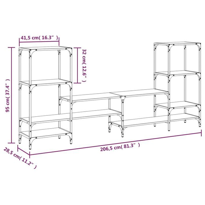 Meuble TV chêne fumé 206,5x28,5x95 cm bois d'ingénierie - Photo n°10