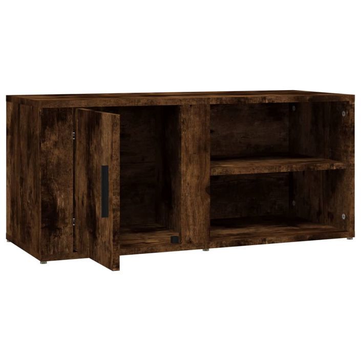 Meuble TV Chêne fumé 80x31,5x36 cm Bois d'ingénierie - Photo n°8