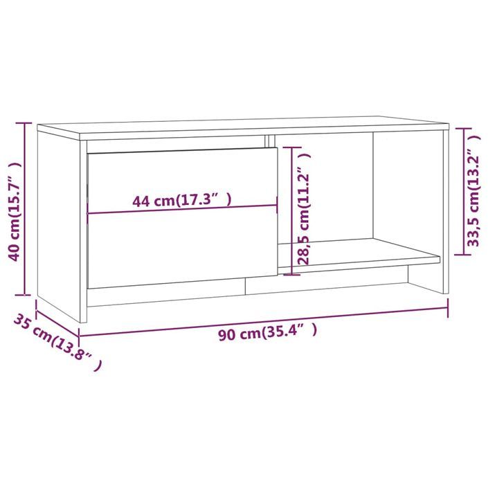 Meuble TV Chêne fumé 90x35x40 cm - Photo n°8