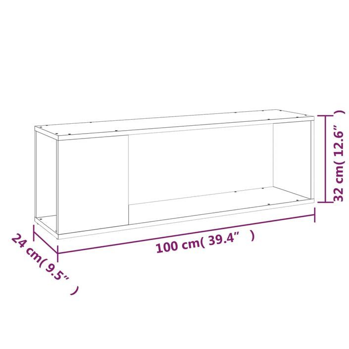 Meuble TV Chêne marron 100x24x32 cm Bois d'ingénierie - Photo n°8