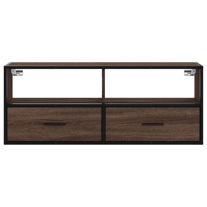 Meuble TV chêne marron 100x31x39,5cm bois d'ingénierie et métal - Photo n°4