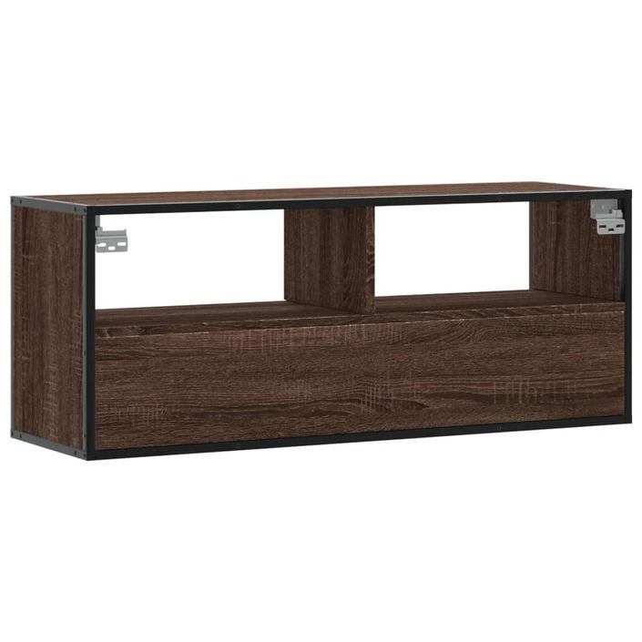 Meuble TV chêne marron 100x31x39,5cm bois d'ingénierie et métal - Photo n°6