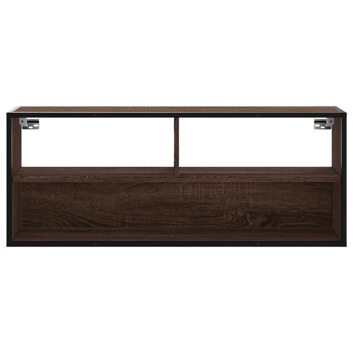 Meuble TV chêne marron 100x31x39,5cm bois d'ingénierie et métal - Photo n°4