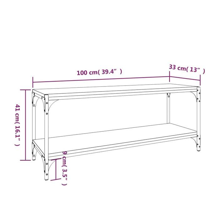 Meuble TV Chêne marron 100x33x41 cm Bois d'ingénierie et acier - Photo n°9