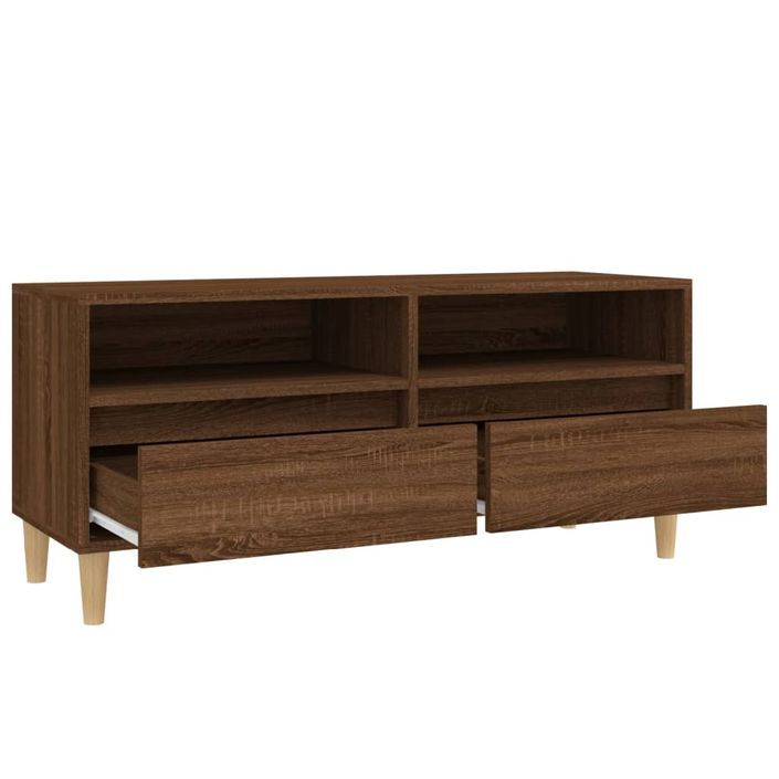 Meuble TV chêne marron 100x34,5x44,5 cm bois d'ingénierie - Photo n°8