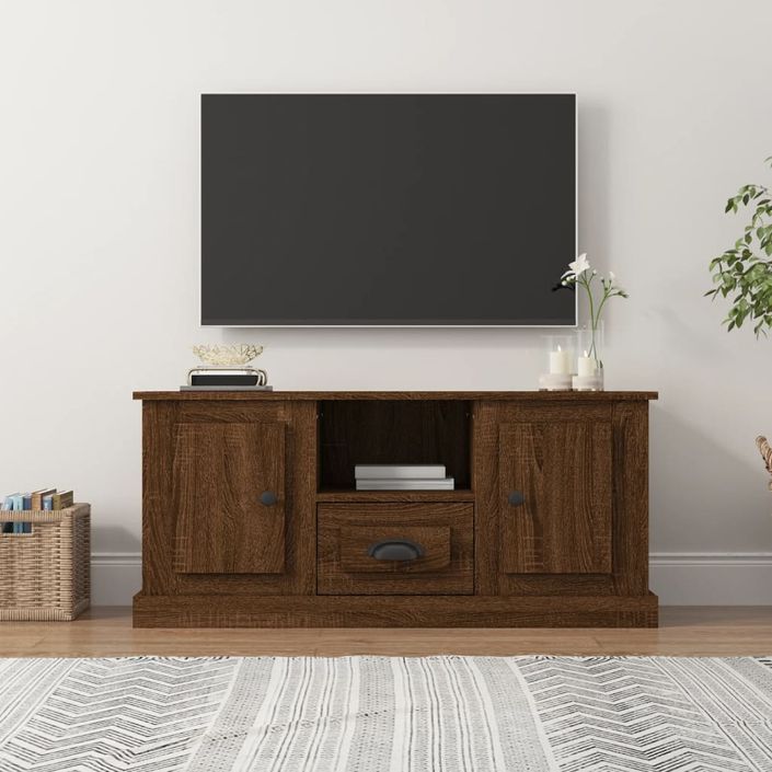 Meuble TV chêne marron 100x35,5x45 cm bois d'ingénierie - Photo n°1
