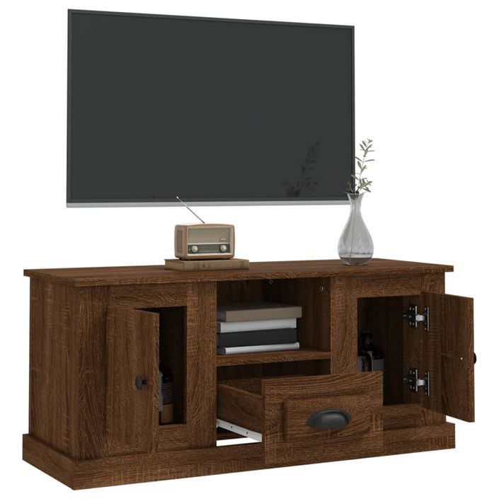 Meuble TV chêne marron 100x35,5x45 cm bois d'ingénierie - Photo n°5