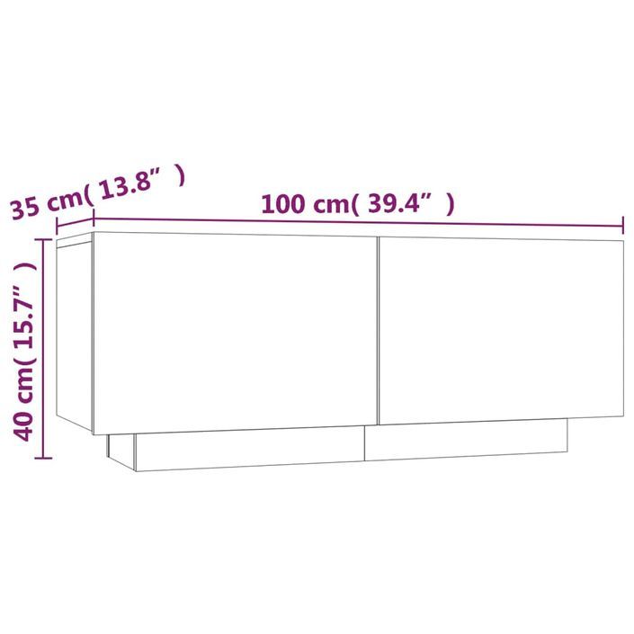 Meuble TV Chêne marron 100x35x40 cm Bois d'ingénierie - Photo n°8